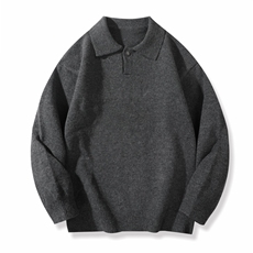 重磅秋冬北极绒亨利领毛衣开衫美式复古休闲慵懒风纯色翻领针织衫，男装针织衫/毛衣，电商A486-1