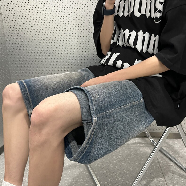 牛仔五分裤男韩版潮流2026夏季新款ins宽松百搭休闲短裤RK147-P34,男装牛仔裤,星座412