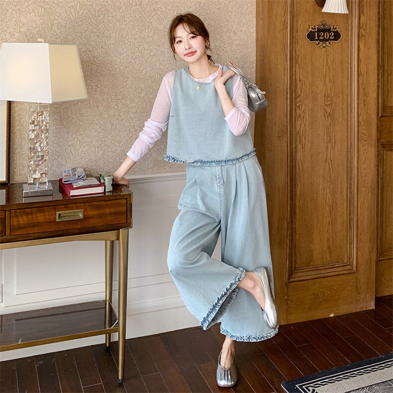 休闲风时尚套装韩版气质大码秋季裤子阔腿裤女装减龄春秋显瘦气质图片