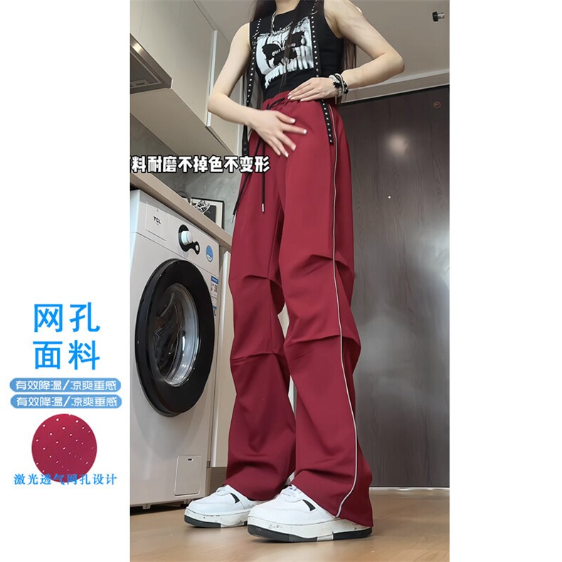 激光打孔透气冰丝裤侧边反光条薄款速干空调裤XK08-TP38图片