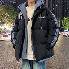 港风夜景潮牌新款织带连帽棉服潮流保暖棉衣M082-P100控139，男装棉衣，星座717