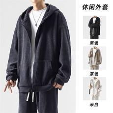 秋款美式休闲条绒开衫连帽外套宽松百搭舒适-TK880特批75，男装休闲套装，星座718