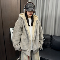 网红座山雕加绒加厚棉衣外套新款重磅情侣连帽夹克A436-2588-P90，男装夹克，电商A436