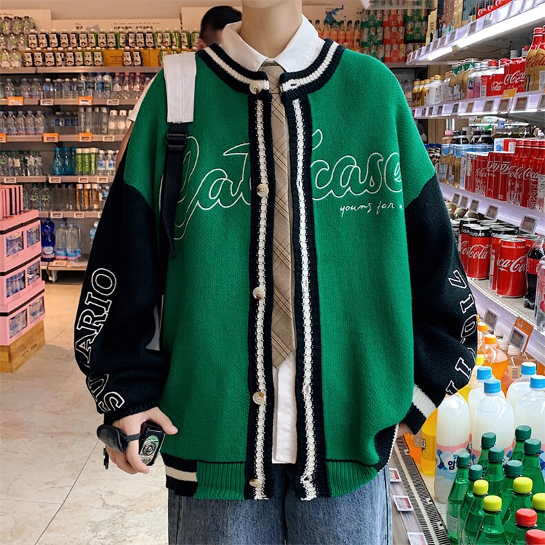 ！2023秋冬新款男士开衫毛衣百搭潮流棒球服外套M325P78，男装针织衫/毛衣，电商B220