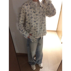CSY772LL-特P42 cleanfit美式复古彩色蝴蝶衬衫男设计感小众衬衣图片