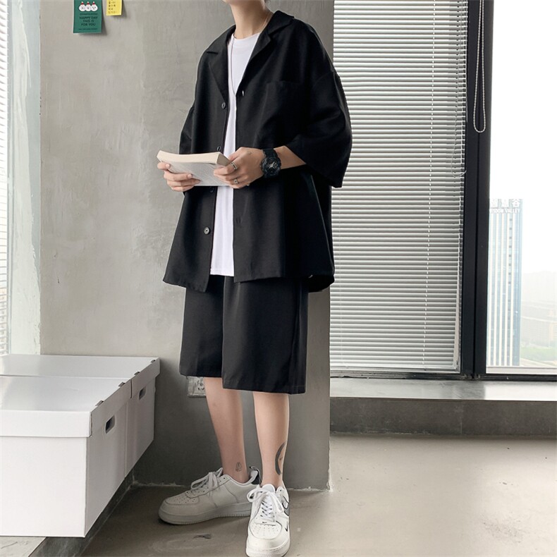 2021ins简约西装套装五分袖外套短裤宽松西服男生现货W639-P42,男装西服,星座512-4