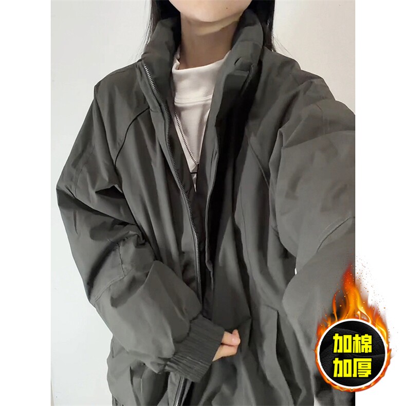 现货美式高街休闲棉衣夹克三防立领纯色户外工装加厚棉服外套图片
