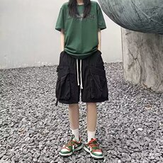 2023港风文艺做旧短裤男春夏宽松潮流五分裤，男装休闲裤，星座716-3