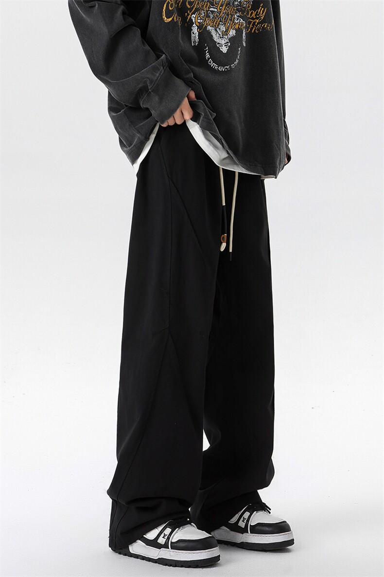 8XL-M休闲裤男日系潮牌拼接宽松阔腿裤直通工装裤K9103P68控88,男装休闲裤,电商D206-1