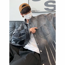春季美式复古水洗做旧渐变色扎染外套宽松百搭长袖男女JK929-P70，男装夹克，星座1103-3