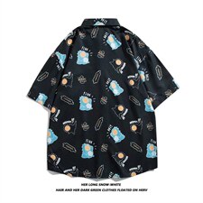白底平铺短袖衬衫春款男港风潮流C1253P28，男装衬衫，星座1116-2
