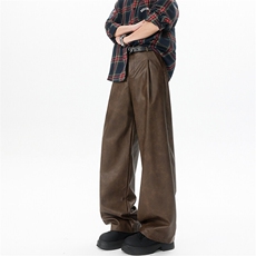 8XL-M特大码皮裤男直通休闲裤软软PU皮宽松阔腿男K9102P75控95，男装皮裤，电商D206-1