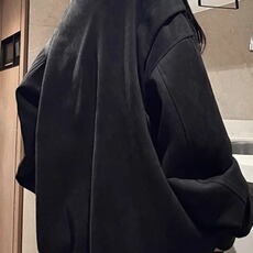麂皮绒宽松外套潮牌男春秋欧美街头oversize情侣夹克W6819-P52，男装夹克，星座412-3