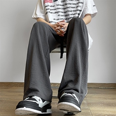 X2403-TP25夏季2024新款微皱肌理休闲长裤坠感港风空调裤男，男装休闲裤，电商A102-1