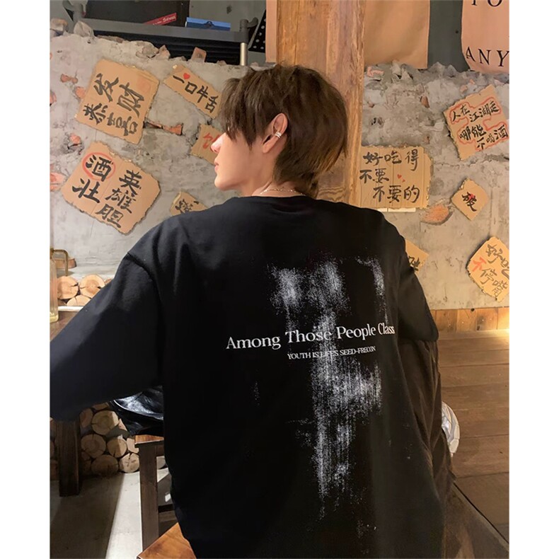 抖音得物供货210克现货宽松纯棉美式潮牌印花落肩袖纯棉T恤AT2171,男装T恤,电商A443