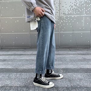 现货新款男士直筒宽松老爹裤潮流牛仔裤中性港风图片