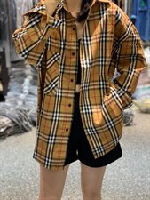 2022秋季新款时尚大方显瘦气质宽松休闲格子衬衫，女装衬衫，L·H·X