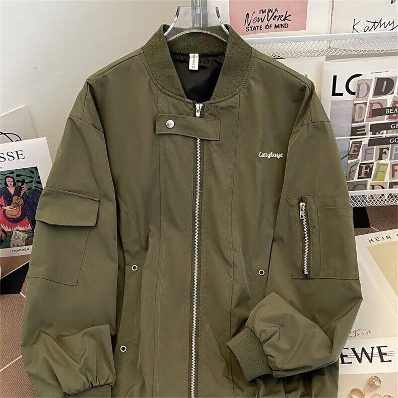 美式飞行员夹克男潮新款小众高街设计感宽松棒球服外套W1888-p63,男装夹克,星座1008