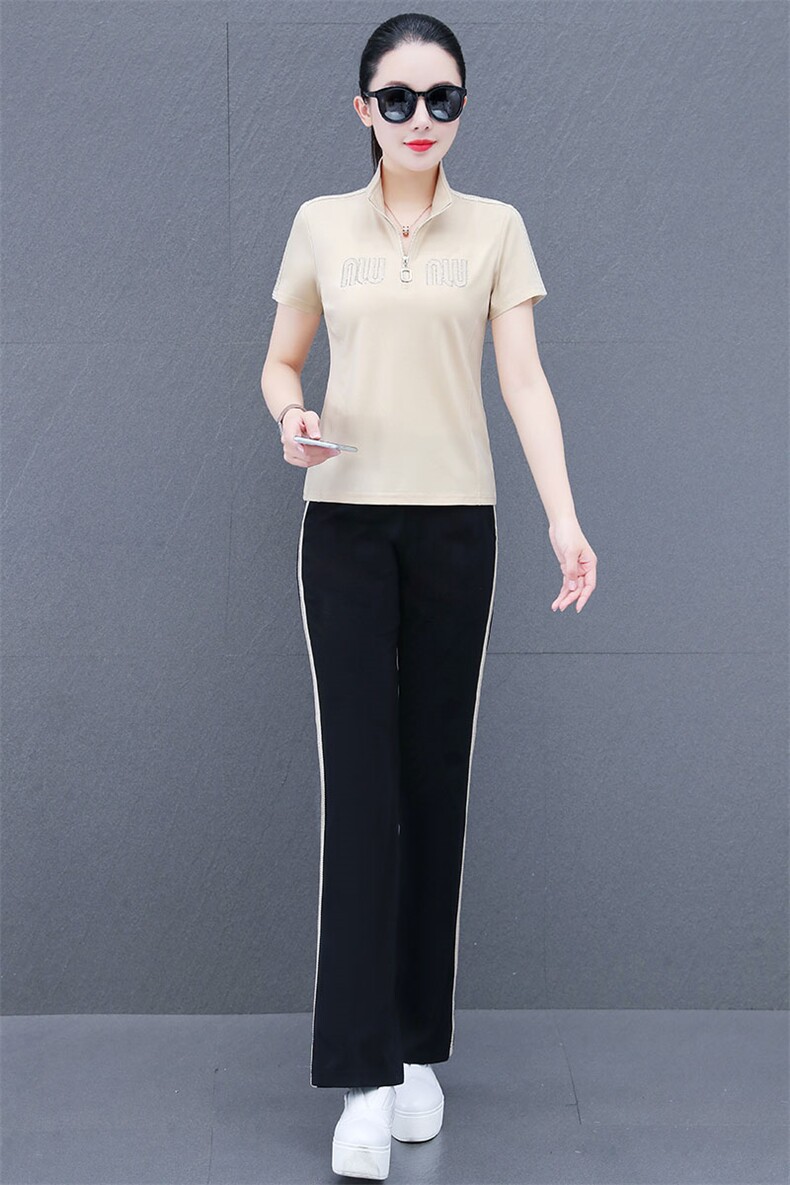 冰丝夏季休闲运动套装短袖薄款简约女装两件套2025新款跑步运动服,女装套装/套裙,燕颉服饰