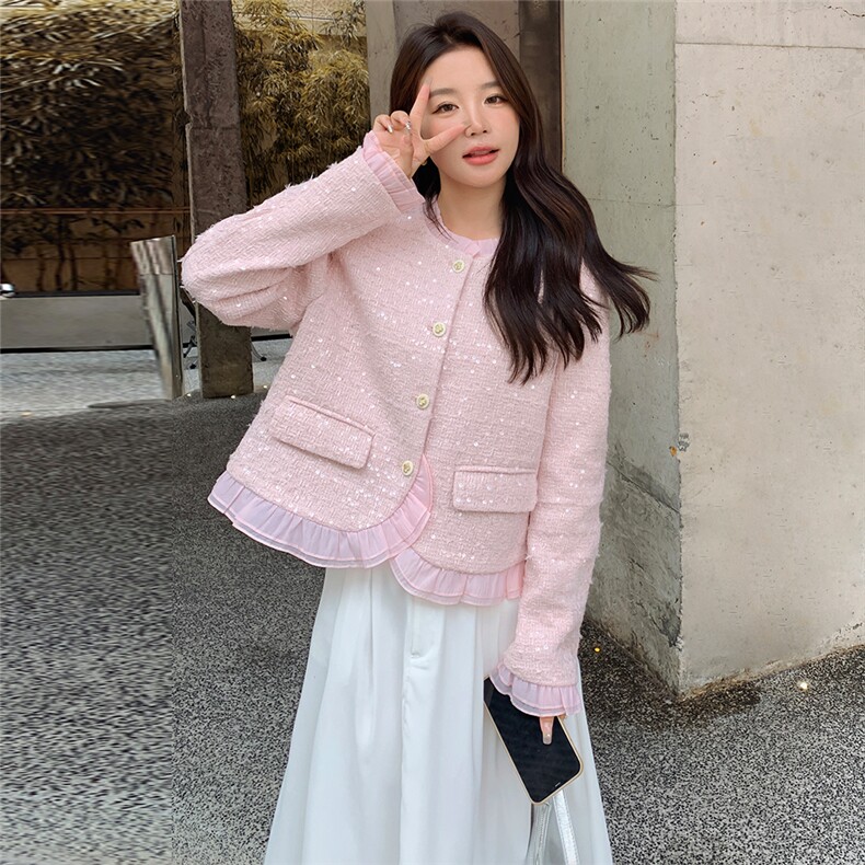 粉色法式气质小香风外套女2025春秋季新款高级感名媛显瘦短款上衣，女装短外套，浙宝305