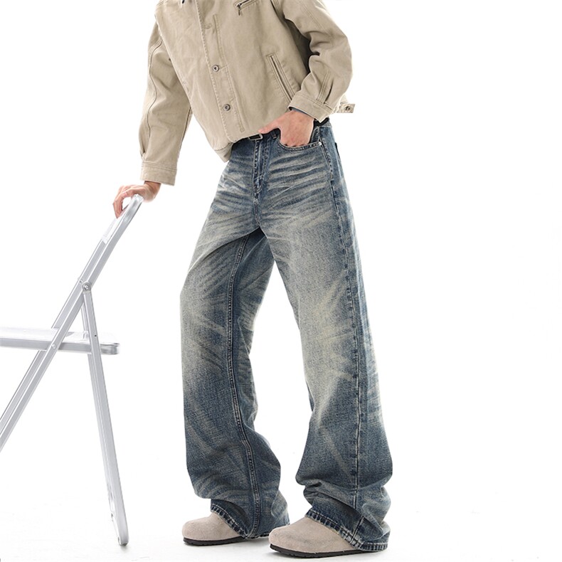 03美式复古水洗cleanfit直筒牛仔裤男女长裤XZ211-1-K2610-P55，男装牛仔裤，星座211-1