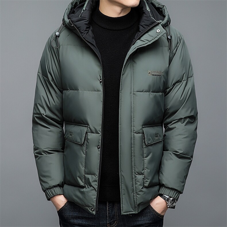 男装连帽羽绒服男2023新款中年男士商务休闲冬季加厚保暖爸爸外套图片