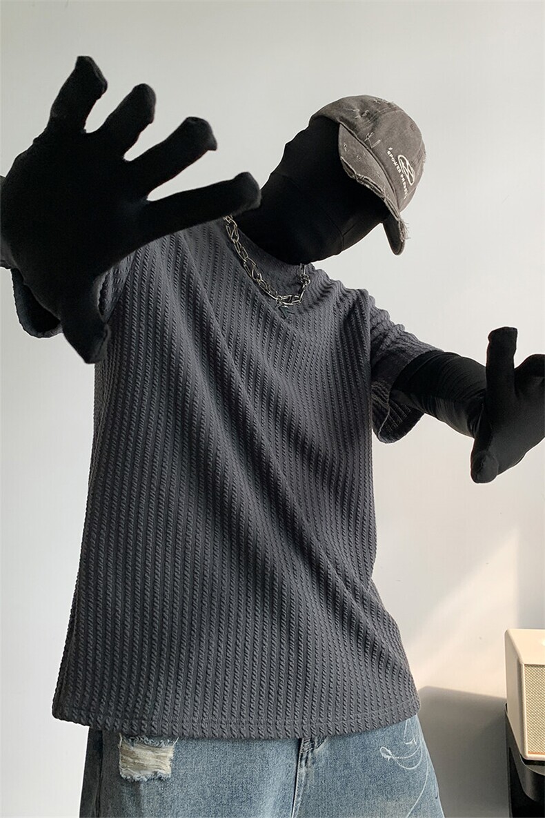 主推25夏季肌理感短袖T恤男装半袖打底衫夏装青少年体恤S402特P23,男装T恤,电商A233-1
