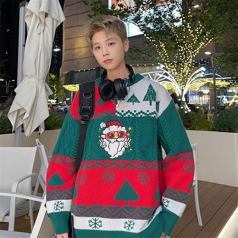 菱形格毛衣温柔慵懒风ins情侣设计感小众百搭外穿针织衫，男装针织衫/毛衣，星座410-6（原星座1304-1）