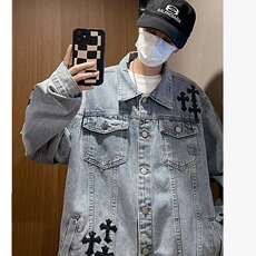 港风宽松牛仔外套男ins潮流休闲棒球服美式潮牌夹克上衣639-2/P58，男装夹克，星座506