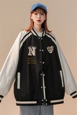 中性风秋季复古ins潮牌拼色休闲宽松夹克棒球外套JK871P65控88，男装夹克，A247A