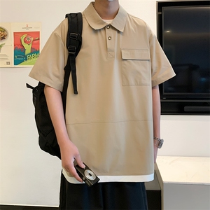登山布拼接短袖polo衫男假两件翻领t恤 2401特P38控58图片