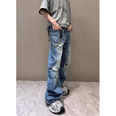 美式高街cleanfit水洗破洞牛仔裤男夏季薄款复古直筒微喇N1156，男装牛仔裤，星座1116A（原606A-3）