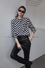 长袖格子衬衫，女装衬衫，ES MODISH
