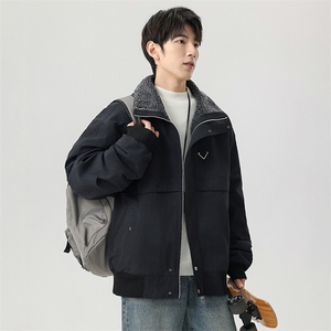 加绒外套男款2025冬季新款加厚保暖工装防风夹克立领JR2151-P110图片