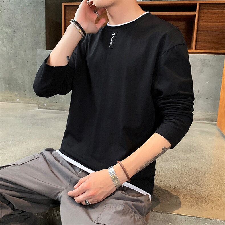 潮流2021新款男士宽松纯棉新品长袖T恤体恤DT,男装T恤,电商A102
