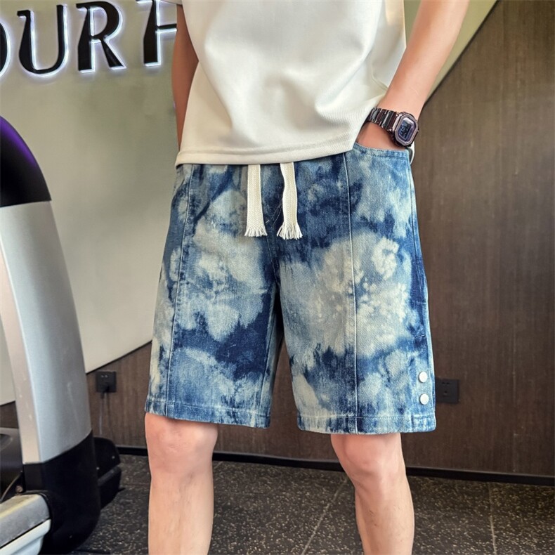 DK5109P5078店主风小伙风水洗扎染牛仔短裤五分裤,男装牛仔裤,电商B340