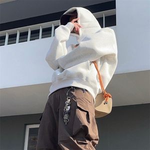 抖音得物高品质二开 秋冬美式高街重磅结构辑明线连帽卫衣外套W75图片