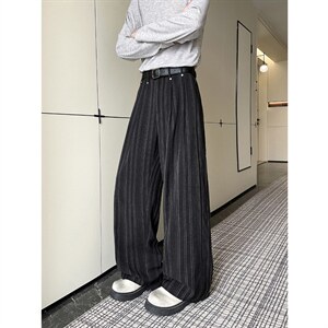 2026春夏复古条纹男女款显瘦宽松休闲直筒阔腿西装裤6613-特P79，男装西服套装，电商C305A