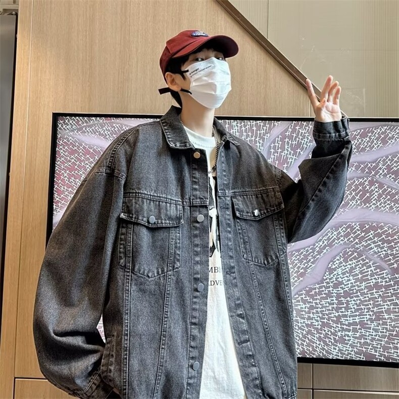 复古渐变牛仔外套男春秋美式潮牌ins宽松工装夹克男J2113-P65,男装夹克,星座1109-3