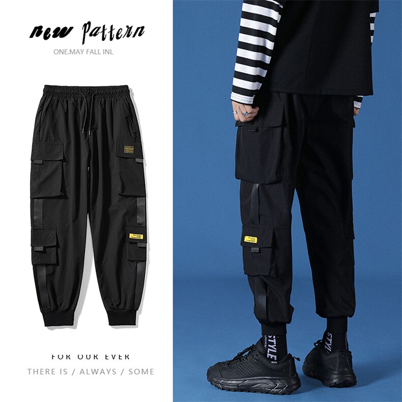 点击12%！2022港风春夏长裤束脚机能工装裤多口袋男裤潮K15特P30，男装工装外套，电商A099