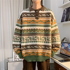 毛衣男冬季潮牌套头加厚打底针织衫拼接保暖宽松线衣外套3118/P60，男装针织衫/毛衣，星座506