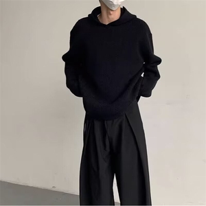 【有货】DMY17-P50连帽针织衫男韩休闲宽松毛线衣套头纯色毛衣图片