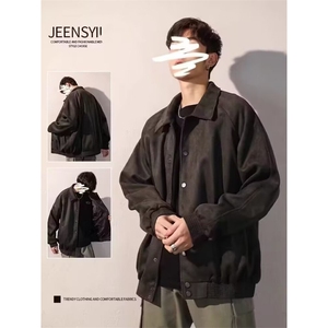 1506-1/GH040/P60麂皮绒夹克男士春秋季复古潮牌宽松休闲图片