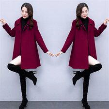 小个子毛呢外套女春秋2024年新款韩版时尚宽松显瘦中长款呢子大衣，女装毛呢外套，众宇琦
