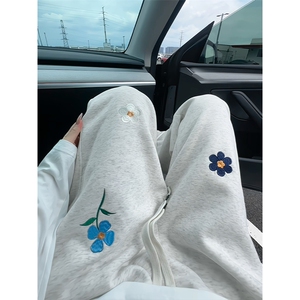 秋季新款潮流复古华棉卫裤花朵刺绣大码休闲裤男K5774-特P40控78图片
