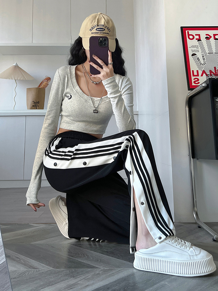 黑色休闲西装裤2024春夏新款小个子高腰垂感窄版阔腿直筒裤女，女装休闲裤，梦白服饰厂