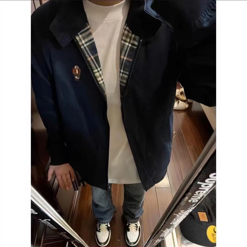 现货自制款高质量大货美式复古藏青色哈林克顿夹克外套男女,男装夹克,星座910A