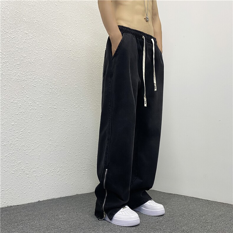 k787-p55-控78拉链黄泥牛仔在高阶宽松大码牛仔裤cityboy,男装牛仔裤,星座116