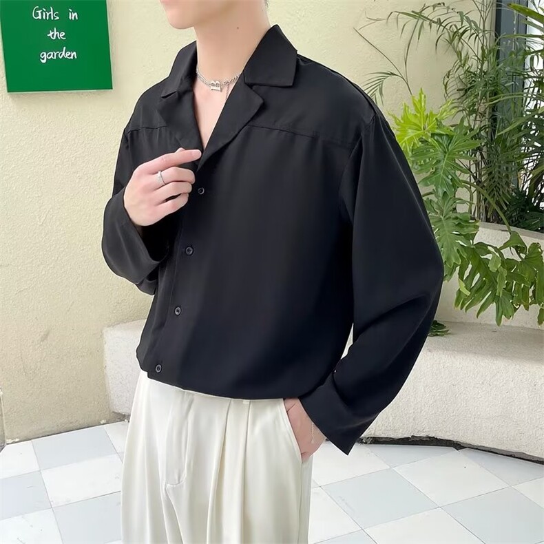 衬衫男生新款日系纯色长袖衬衣高级感潮流痞帅夏季外套CS0210-P38图片