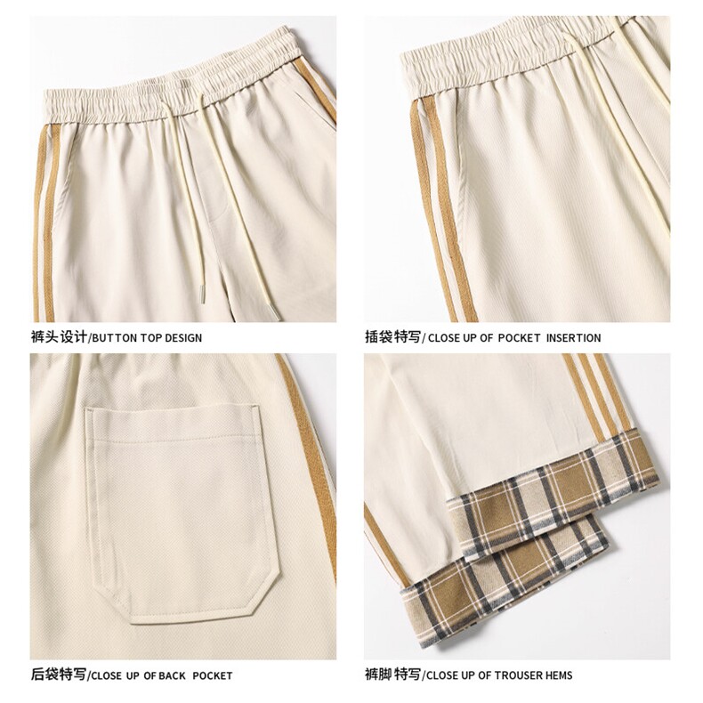 2025秋季新款白底大码美式格子织带长裤M-5XHK25106-特P30,男装休闲裤,电商A022